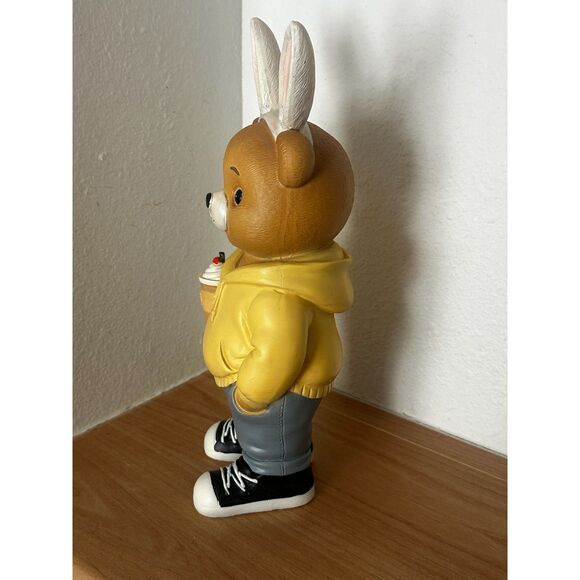 Easter Teddy Bear Figurine with Bunny Ear Hairband NWT - Picture 4 of 5